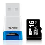 כרטיס זיכרון  SILICON POWER microSDHC 16GB CLASS 4 + USB READER