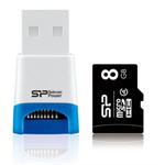 כרטיס זיכרון  SILICON POWER microSDHC 8GB CLASS 4 + USB READER