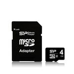 כרטיס זיכרון  SILICON POWER microSDHC 4GB CLASS 4 + ADAPTER