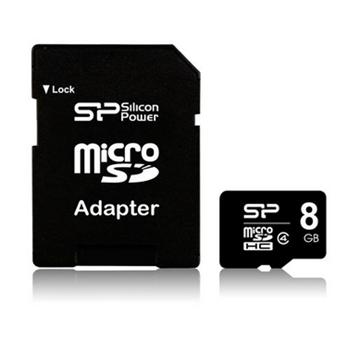 כרטיס זיכרון  SILICON POWER microSDHC 8GB CLASS 4 + ADAPTER
