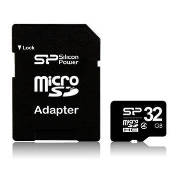 כרטיס זיכרון  SILICON POWER microSDHC 32GB CLASS 4 + ADAPTER