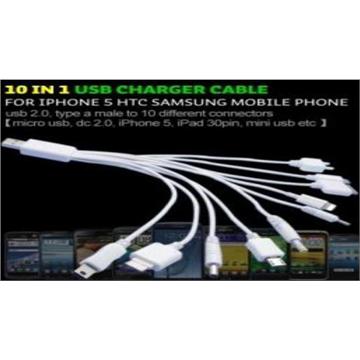 10 in 1 usb charger cable white for iphone 5 HTC SAMSUNG Mobile phone
