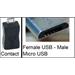 Female USB - Male Micro USB מתאם USB ל-MicroUSB
